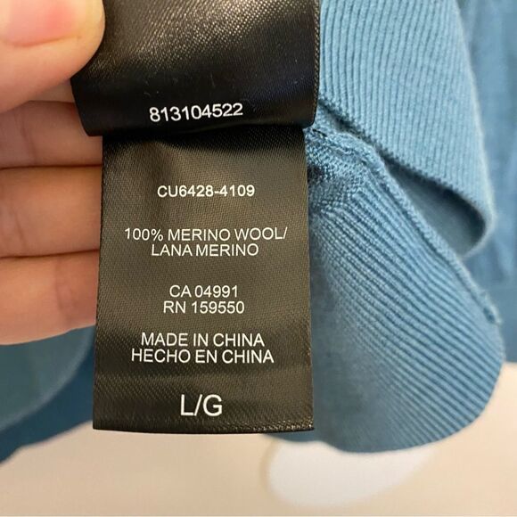 Katherine Barclay 100% Merino Extra Fine Wool Crewneck Sweater Teal Blue -L - Picture 5 of 9